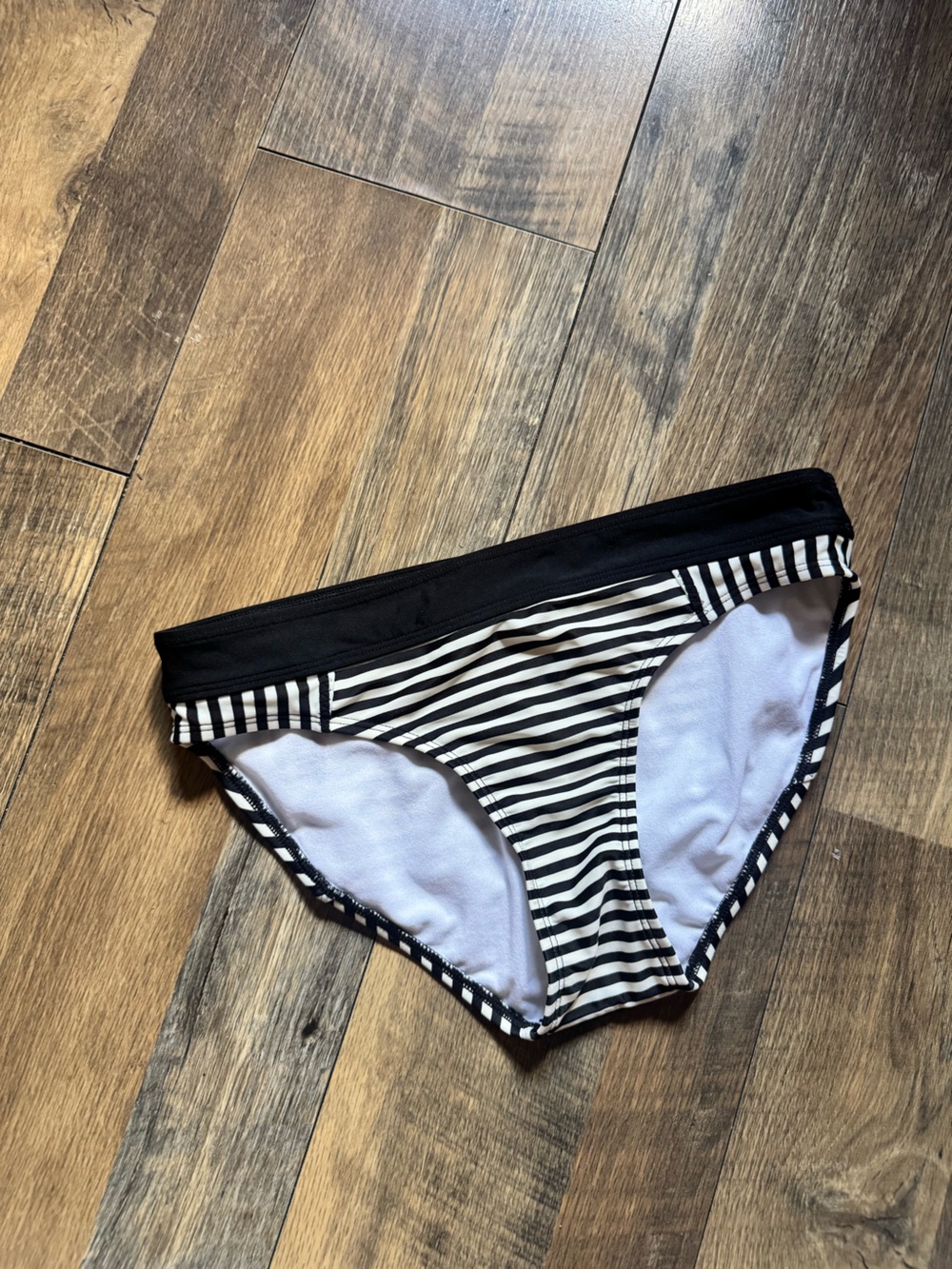 Athleta Black and White Striped Swim Bottom